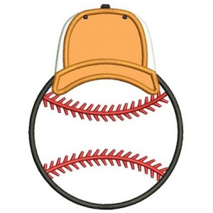 Baseball with a Hat Applique Machine Embroidery Digitized Design Pattern - Instant Download - 4x4 , 5x7, and 6x10 -hoops